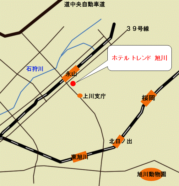 地図：ホテルトレンド旭川