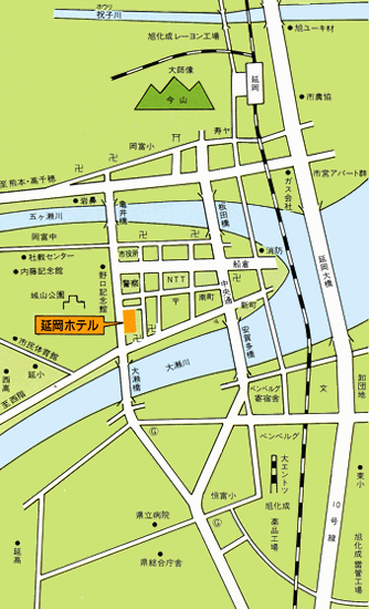 延岡ホテルへの概略アクセスマップ