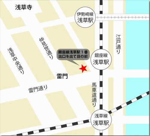 浅草タウンホテルへの概略アクセスマップ