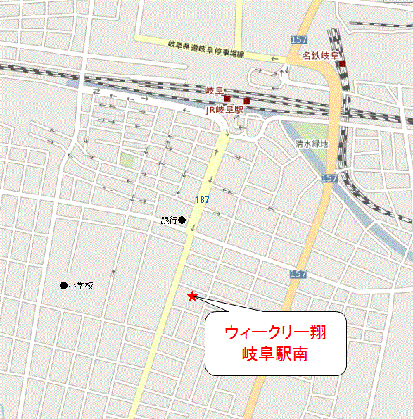 ウィークリー翔岐阜駅南への概略アクセスマップ