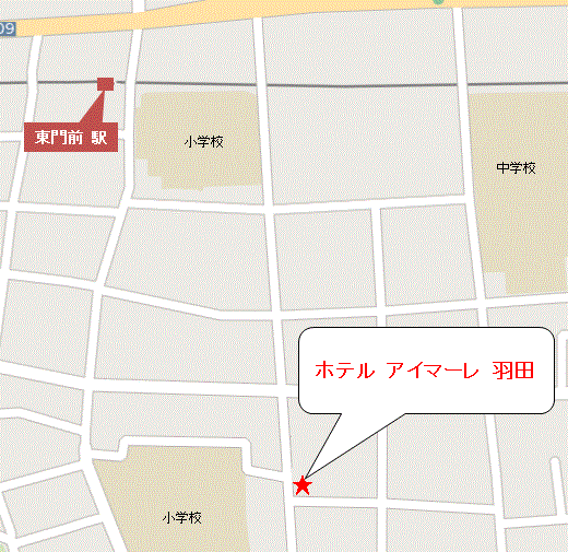 ホテル　アイマーレ　羽田への概略アクセスマップ