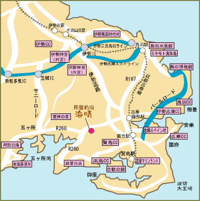 民宿釣船海晴への概略アクセスマップ