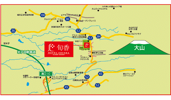ホテル旬香　鳥取大山リゾートへの概略アクセスマップ