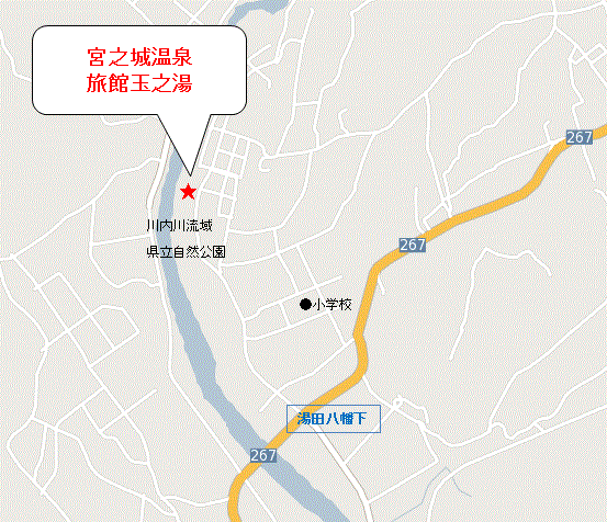 宮之城温泉　旅館玉之湯への概略アクセスマップ