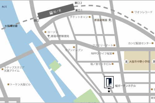 Ｓａｋｕｒａ　Ｇａｒｄｅｎ　Ｈｏｔｅｌ（桜ガーデンホテル）への概略アクセスマップ