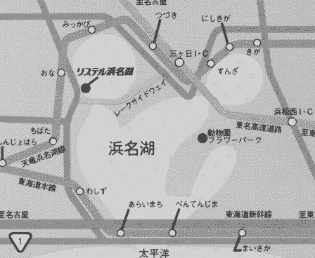 三ケ日温泉　ホテルリステル浜名湖への概略アクセスマップ