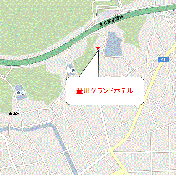 豊川グランドホテルへの概略アクセスマップ