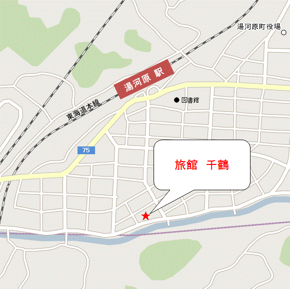 旅館　千鶴への概略アクセスマップ