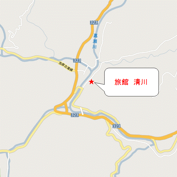 旅館　清川への概略アクセスマップ