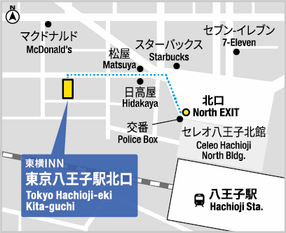 東横ＩＮＮ東京八王子駅北口への概略アクセスマップ