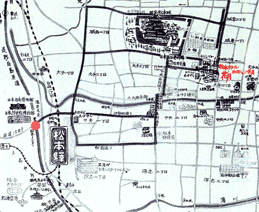 松本ホテル花月への概略アクセスマップ