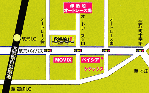 ホテルセレクトイン伊勢崎への概略アクセスマップ