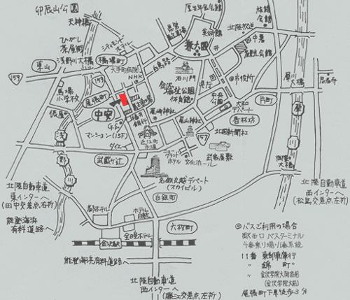 中安旅館への概略アクセスマップ