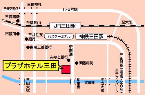 プラザホテル三田への概略アクセスマップ