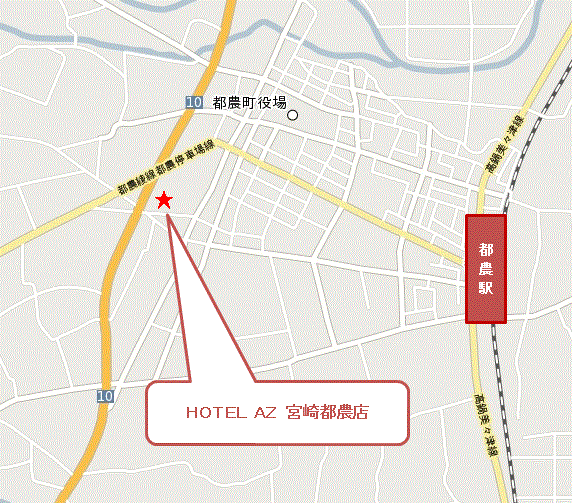 ＨＯＴＥＬ　ＡＺ　宮崎都農店への概略アクセスマップ