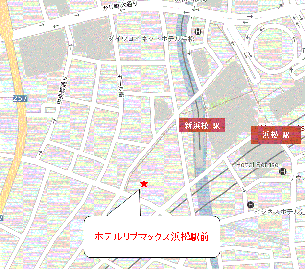 ホテルリブマックスＢＵＤＧＥＴ浜松駅前への概略アクセスマップ