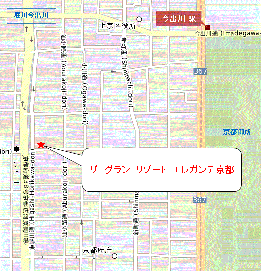 ザ　グラン　リゾート　エレガンテ京都への概略アクセスマップ
