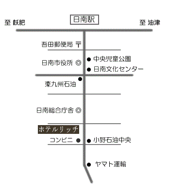 ビジネスホテル　リッチ　＜宮崎県＞への概略アクセスマップ