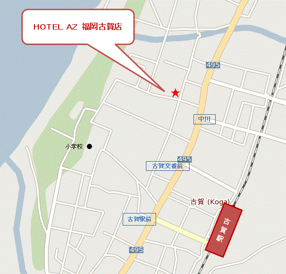地図：ＨＯＴＥＬ　ＡＺ　福岡古賀店
