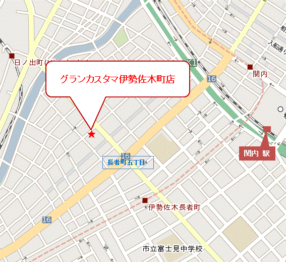 グランカスタマ伊勢佐木町店への概略アクセスマップ