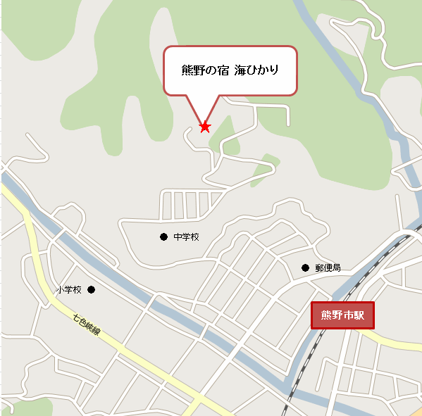 Ｔａｂｉｓｔ　熊野の宿　海ひかりへの概略アクセスマップ