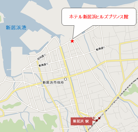 地図：ホテル新居浜ヒルズプリンス館（ＢＢＨホテルグループ）