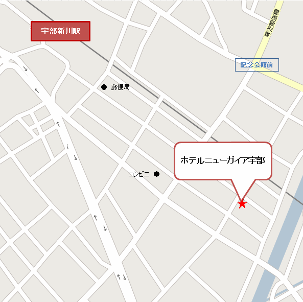 地図：ホテルニューガイア宇部