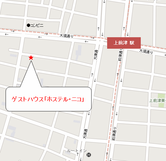 地図：ゲストハウス「ホステル・ニコ」