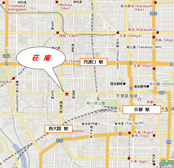 荘庵への概略アクセスマップ