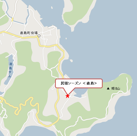 民宿シーズン　＜直島＞への概略アクセスマップ