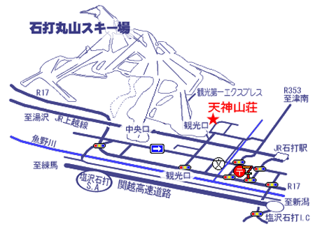 ロッヂ天神山荘への概略アクセスマップ