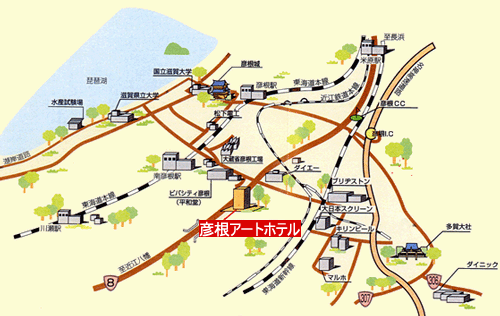 彦根アートホテルへの概略アクセスマップ