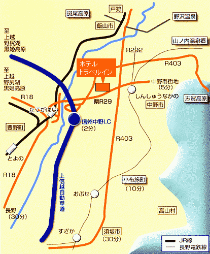 Ｔａｂｉｓｔ　トラベルイン　信州中野 地図