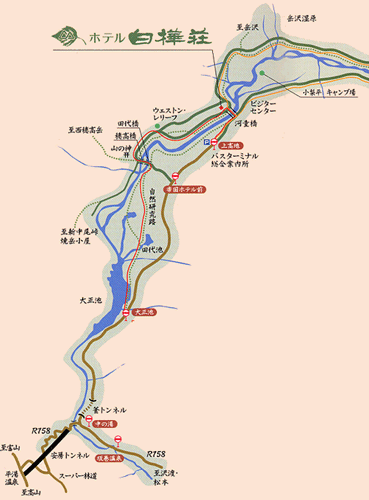 上高地　ホテル白樺荘への概略アクセスマップ