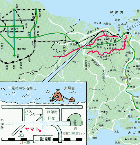 民宿ヤマトへの概略アクセスマップ