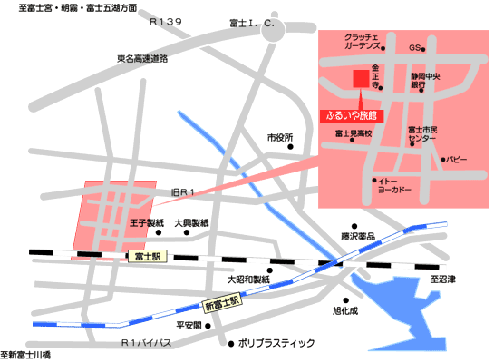 富士市ビジネスホテルふるいや旅館 地図