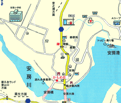 旅館かもめ荘　＜屋久島＞への概略アクセスマップ