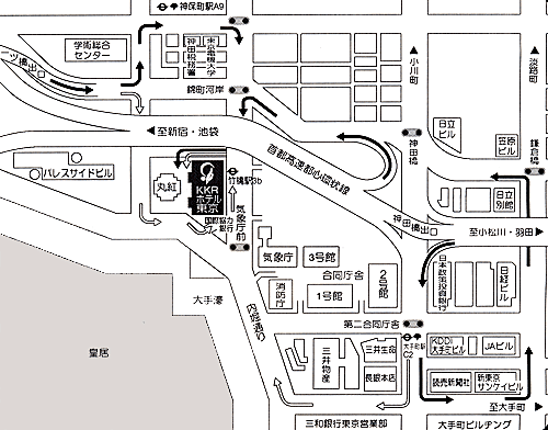 ＫＫＲホテル東京（国家公務員共済組合連合会東京共済会館）への概略アクセスマップ