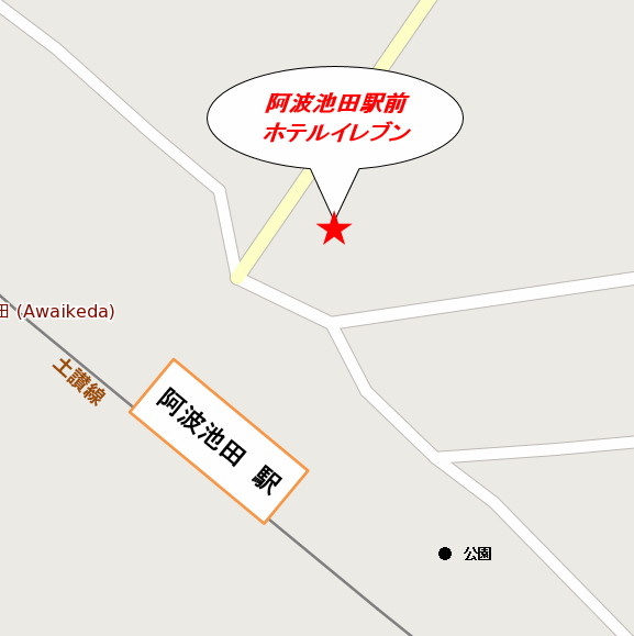 地図：阿波池田駅前ホテルイレブン
