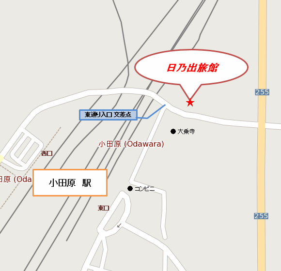 日乃出旅館への概略アクセスマップ
