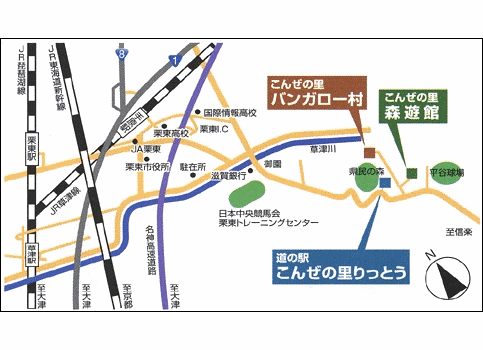 こんぜの里　森遊館への案内図