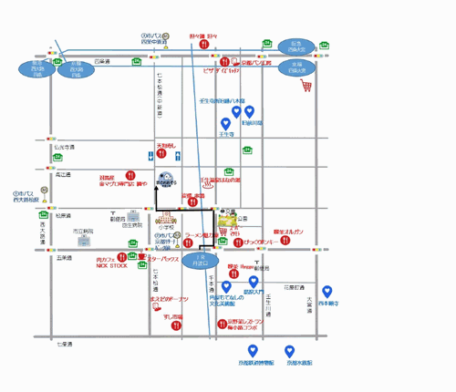町家小宿　京のおおぞらへの概略アクセスマップ