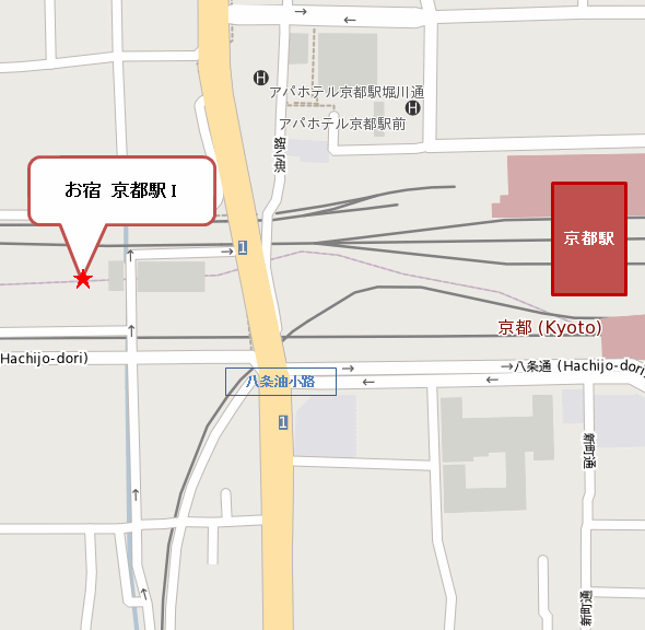 お宿　京都駅Ｉへの概略アクセスマップ