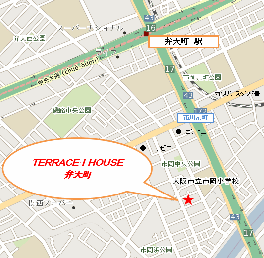 ＴＥＲＲＡＣＥ＋ＨＯＵＳＥ弁天町への概略アクセスマップ
