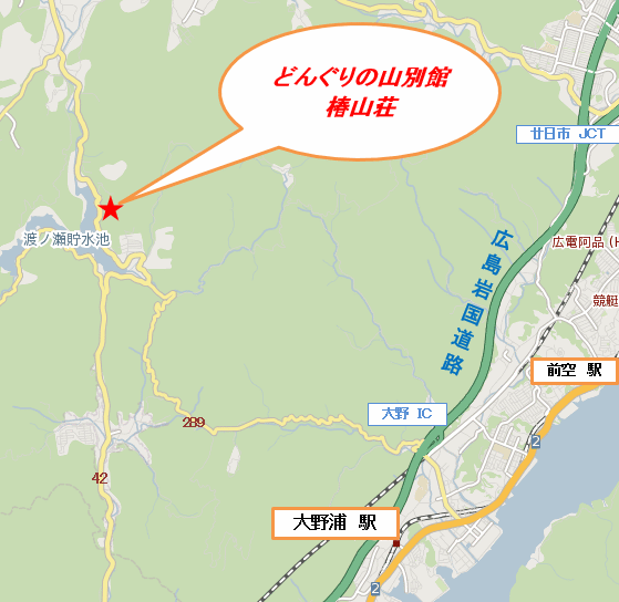 どんぐりの山別館　椿山荘への案内図