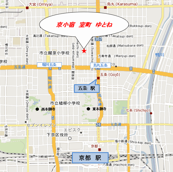 京小宿 室町 ゆとねの地図画像