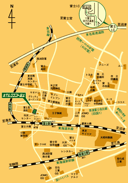 ホテルグランド富士への概略アクセスマップ