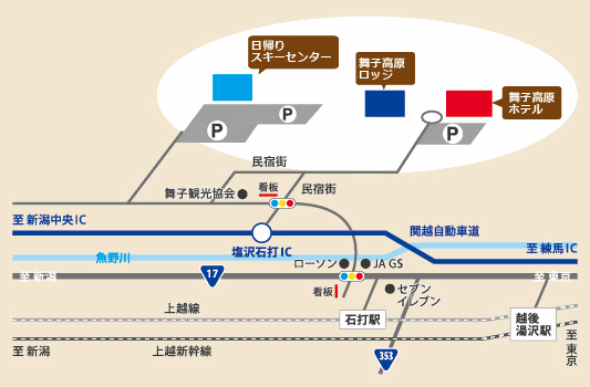 舞子高原ロッジへの概略アクセスマップ