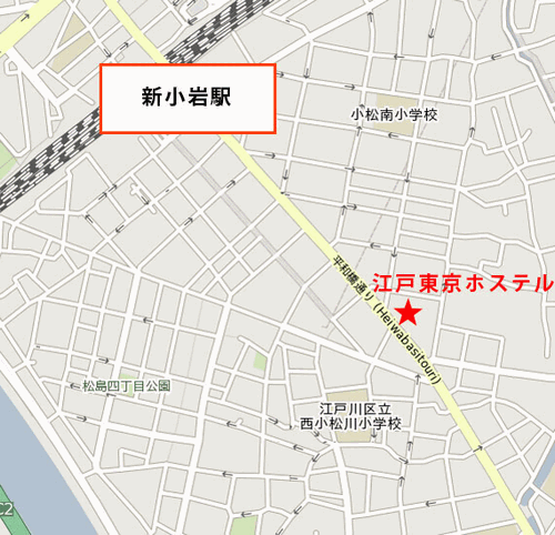 江戸東京ホステルへの概略アクセスマップ