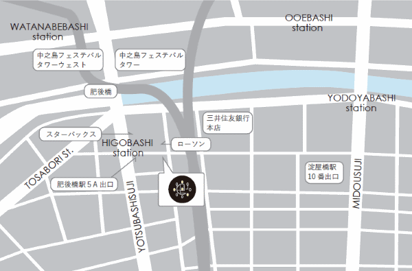 ホテルコルディア大阪への概略アクセスマップ